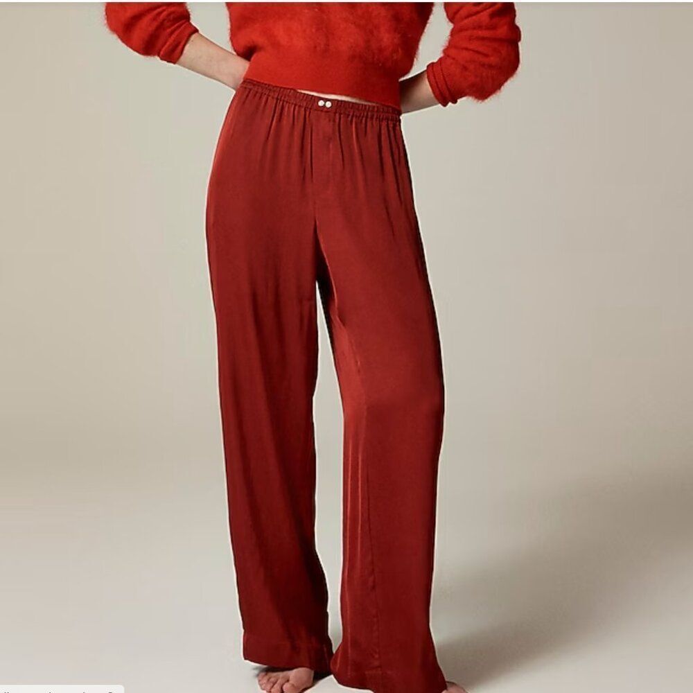 J. Crew CF512 Red Soft Shine Pajama Pant For Women NWT size large